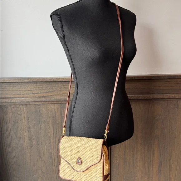 Etienne Aigner Beige and Brown Woven Crossbody Bag - Picture 13 of 13